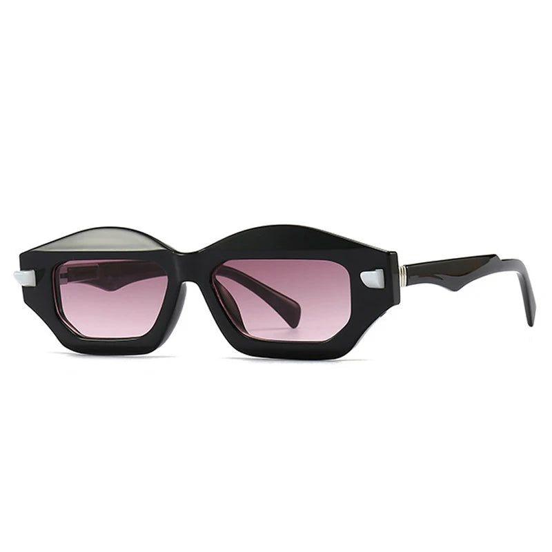 Fashionable Polygon Cat Eye Sunglasses with UV400 Protection and Rivet Accents - Lucid Fantasy 