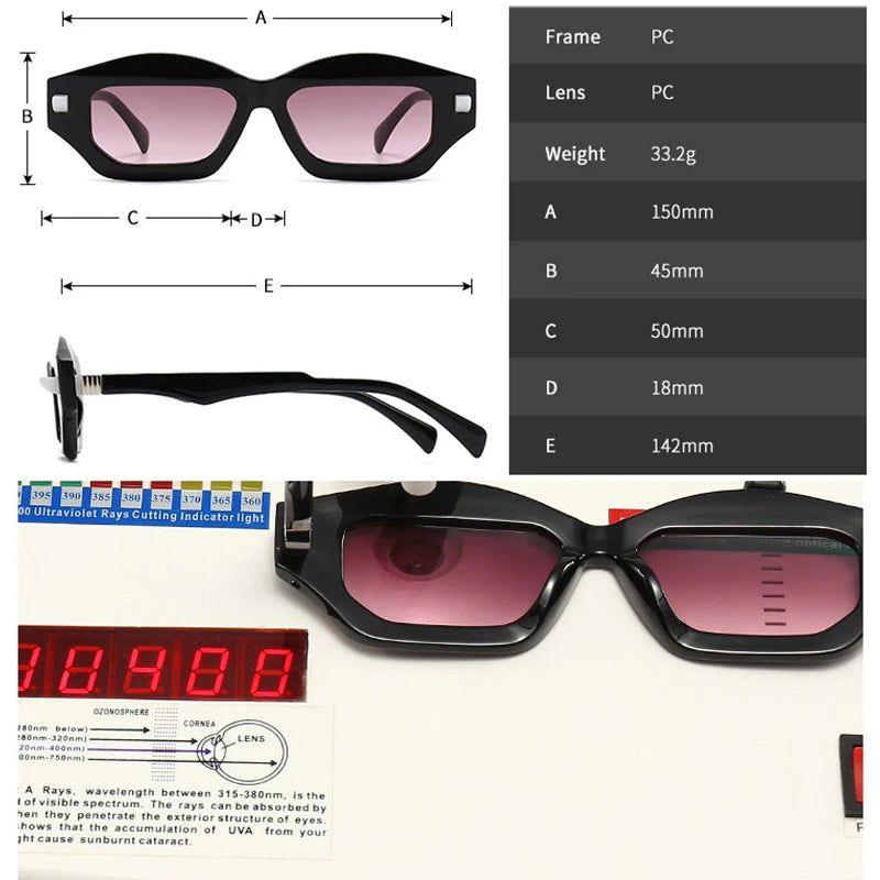 Fashionable Polygon Cat Eye Sunglasses with UV400 Protection and Rivet Accents - Lucid Fantasy 