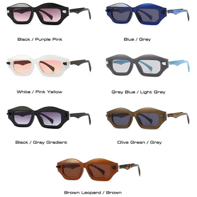 Fashionable Polygon Cat Eye Sunglasses with UV400 Protection and Rivet Accents - Lucid Fantasy 