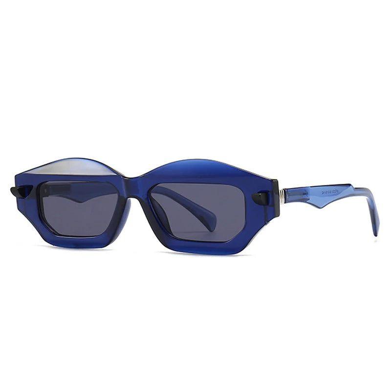 Fashionable Polygon Cat Eye Sunglasses with UV400 Protection and Rivet Accents - Lucid Fantasy 