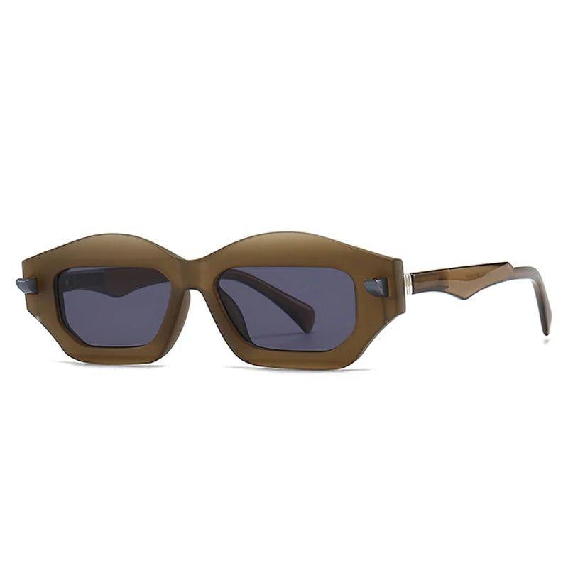 Fashionable Polygon Cat Eye Sunglasses with UV400 Protection and Rivet Accents - Lucid Fantasy 