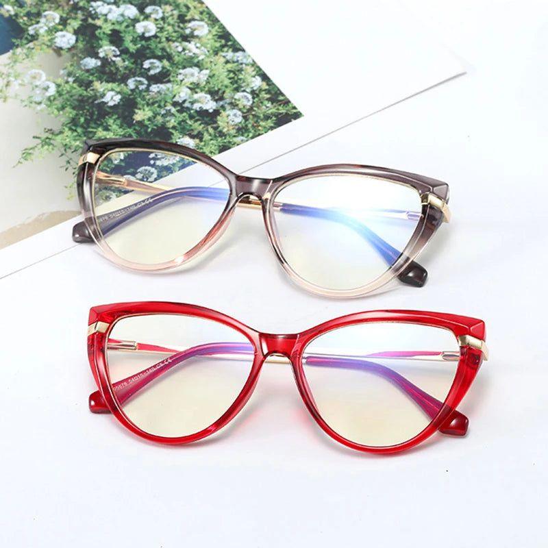 Fashionable Retro Anti-Blue Light Eyeglasses with Grey Pink TR90 Frame - Lucid Fantasy 