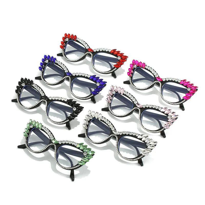 Fashionable Retro Cat Eye Crystal Frames with Anti-Blue Light Protection - Lucid Fantasy 