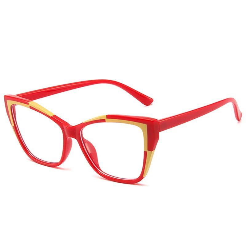 Fashionable Retro Cat Eye Dual-Tone Eyewear with Anti-Blue Light Protection - Lucid Fantasy 