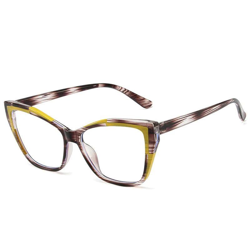 Fashionable Retro Cat Eye Dual-Tone Eyewear with Anti-Blue Light Protection - Lucid Fantasy 