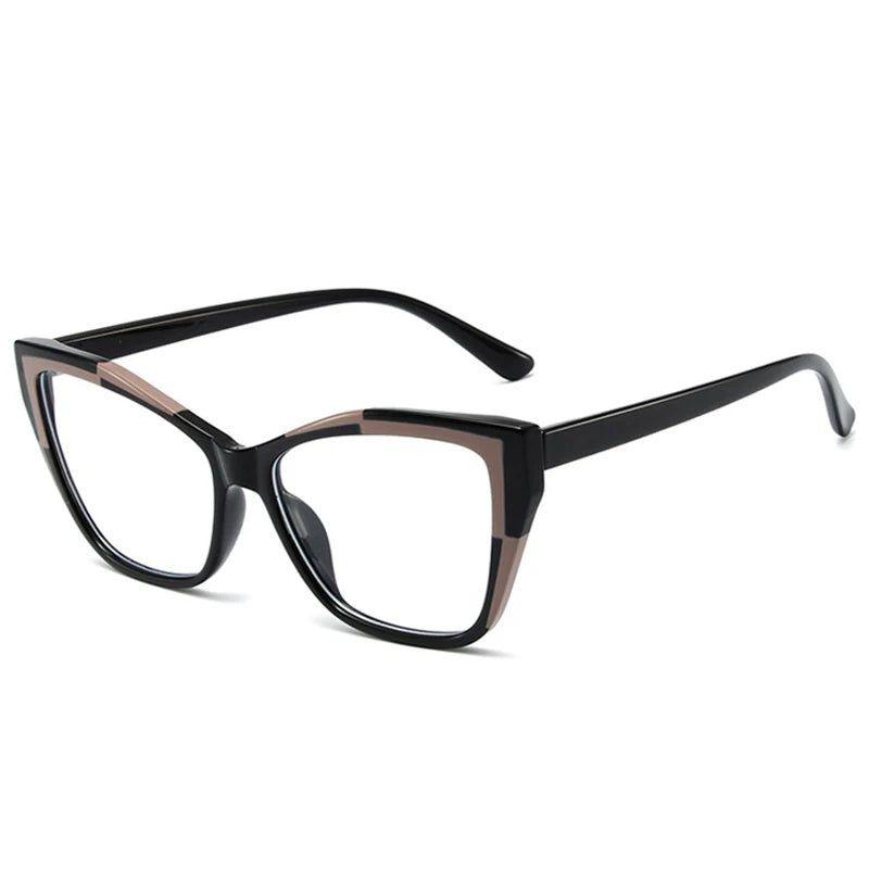 Fashionable Retro Cat Eye Dual-Tone Eyewear with Anti-Blue Light Protection - Lucid Fantasy 