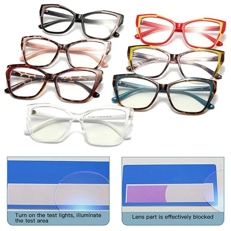 Fashionable Retro Cat Eye Dual-Tone Eyewear with Anti-Blue Light Protection - Lucid Fantasy 