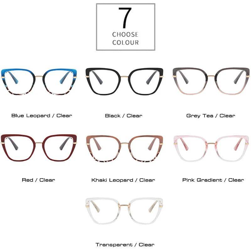 Fashionable Retro Cat Eye Glasses with Anti-Blue Light Protection and TR90 Metal Frames - Lucid Fantasy 