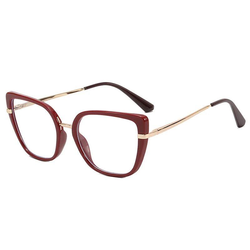 Fashionable Retro Cat Eye Glasses with Anti-Blue Light Protection and TR90 Metal Frames - Lucid Fantasy 