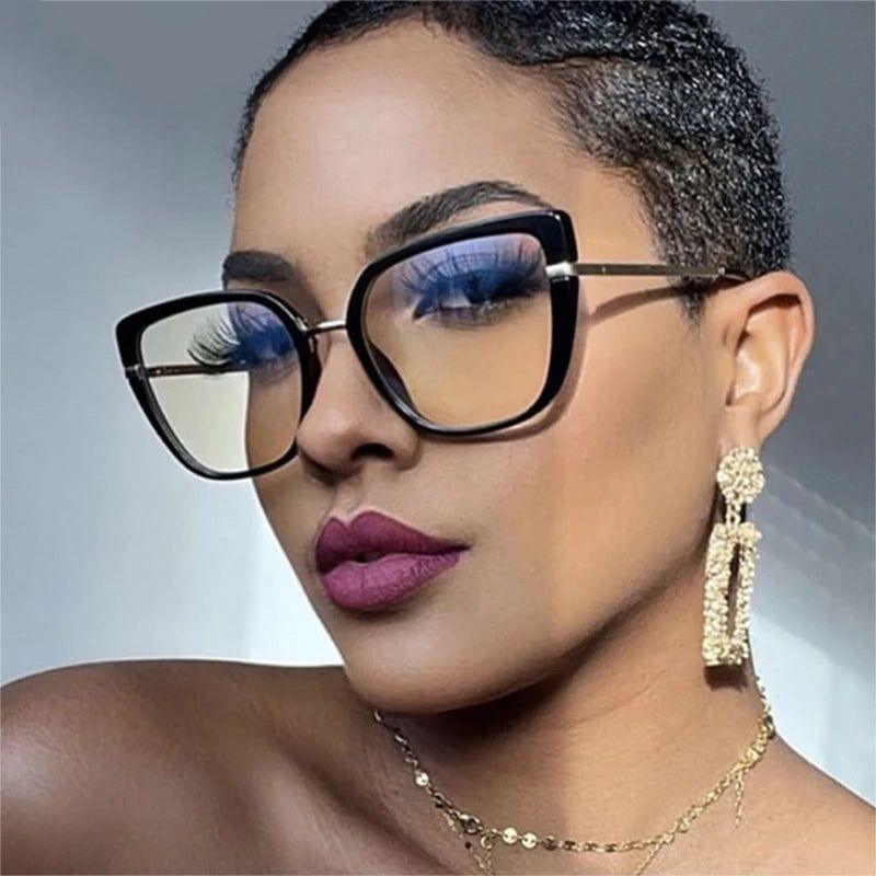 Fashionable Retro Cat Eye Glasses with Anti-Blue Light Protection and TR90 Metal Frames - Lucid Fantasy 