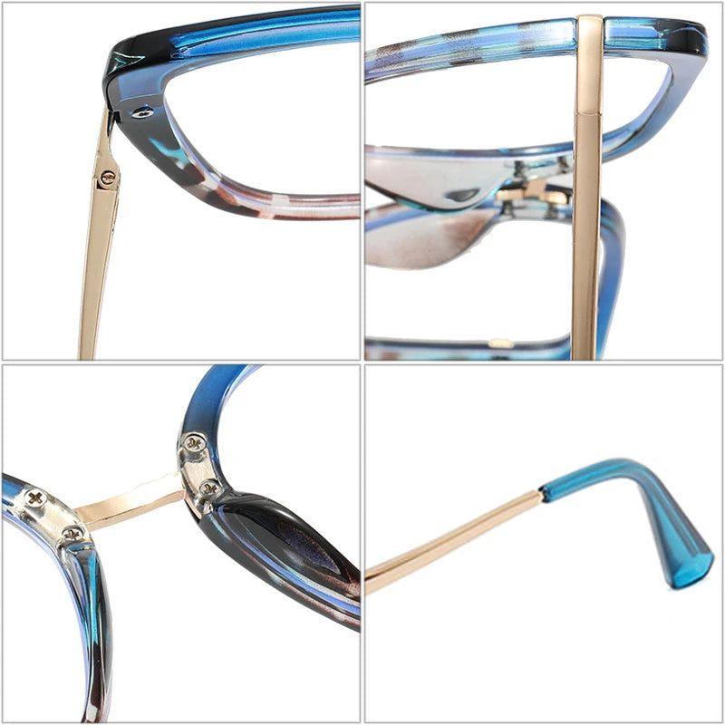 Fashionable Retro Cat Eye Glasses with Anti-Blue Light Protection and TR90 Metal Frames - Lucid Fantasy 