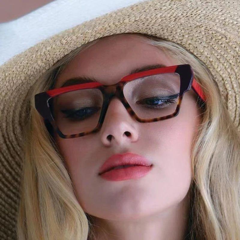 Fashionable Retro Cat Eye Glasses with Colorful Polygon Design and Anti-Blue Light Protection - Lucid Fantasy 