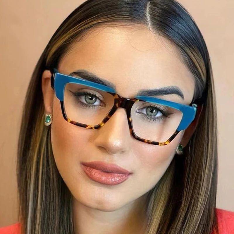 Fashionable Retro Cat Eye Glasses with Colorful Polygon Design and Anti-Blue Light Protection - Lucid Fantasy 