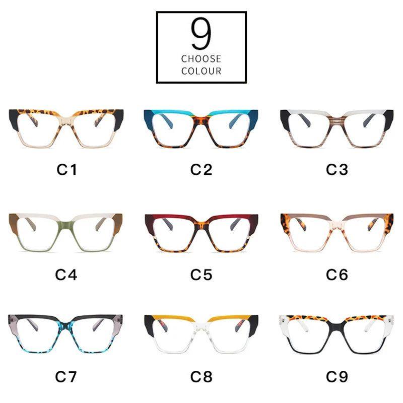 Fashionable Retro Cat Eye Glasses with Colorful Polygon Design and Anti-Blue Light Protection - Lucid Fantasy 