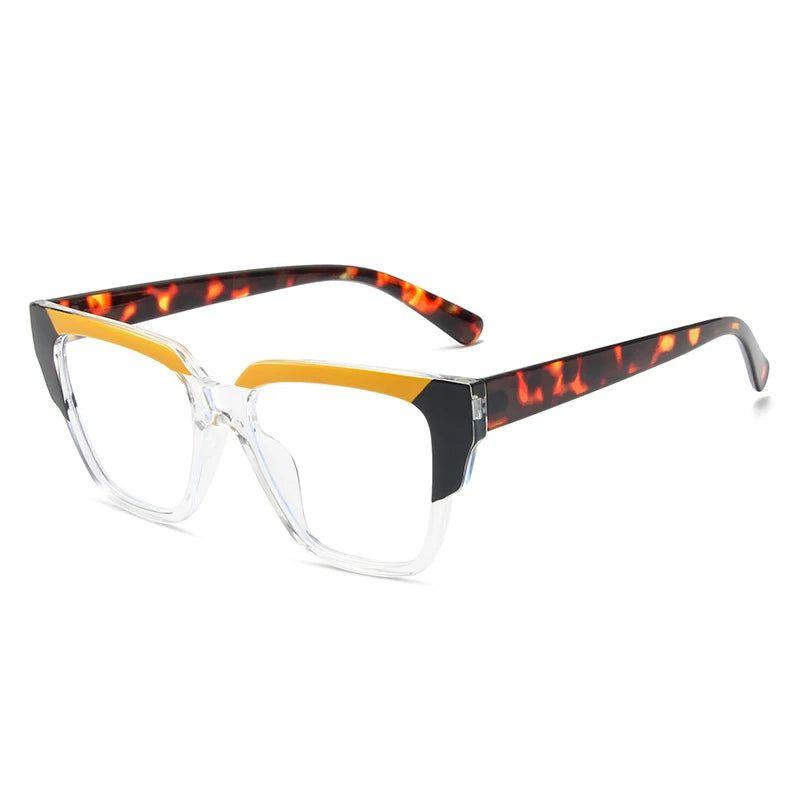 Fashionable Retro Cat Eye Glasses with Colorful Polygon Design and Anti-Blue Light Protection - Lucid Fantasy 