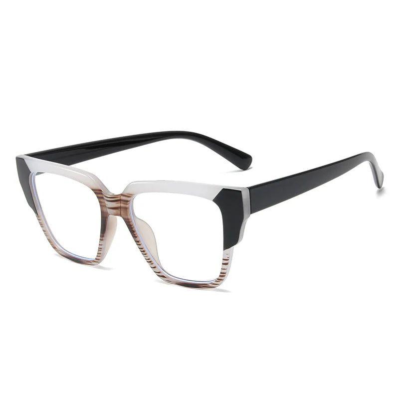 Fashionable Retro Cat Eye Glasses with Colorful Polygon Design and Anti-Blue Light Protection - Lucid Fantasy 