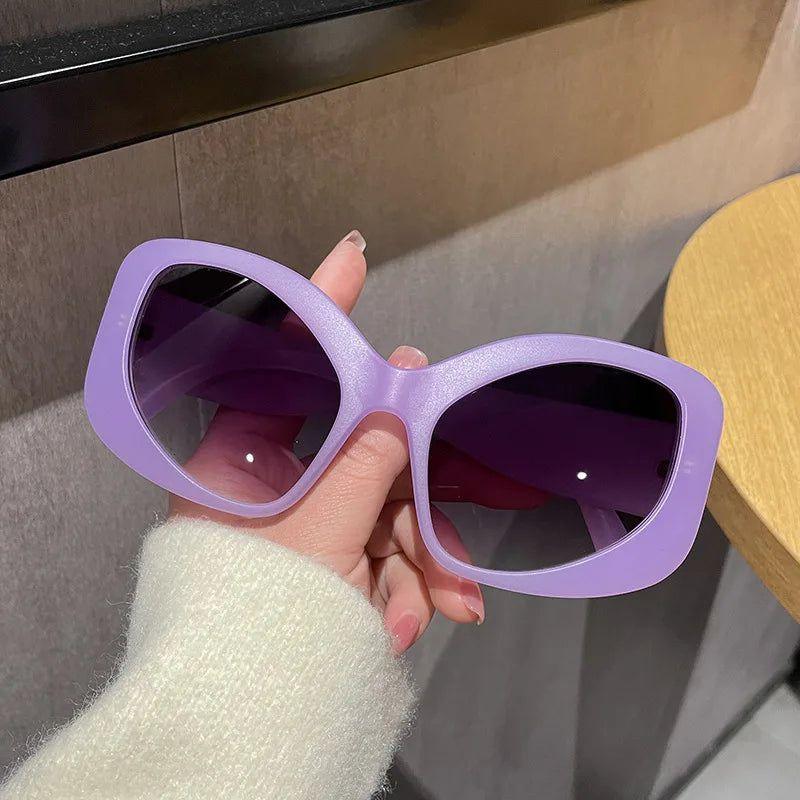 Fashionable Retro Cat Eye Oversized Sunglasses with UV400 Protection - Lucid Fantasy 