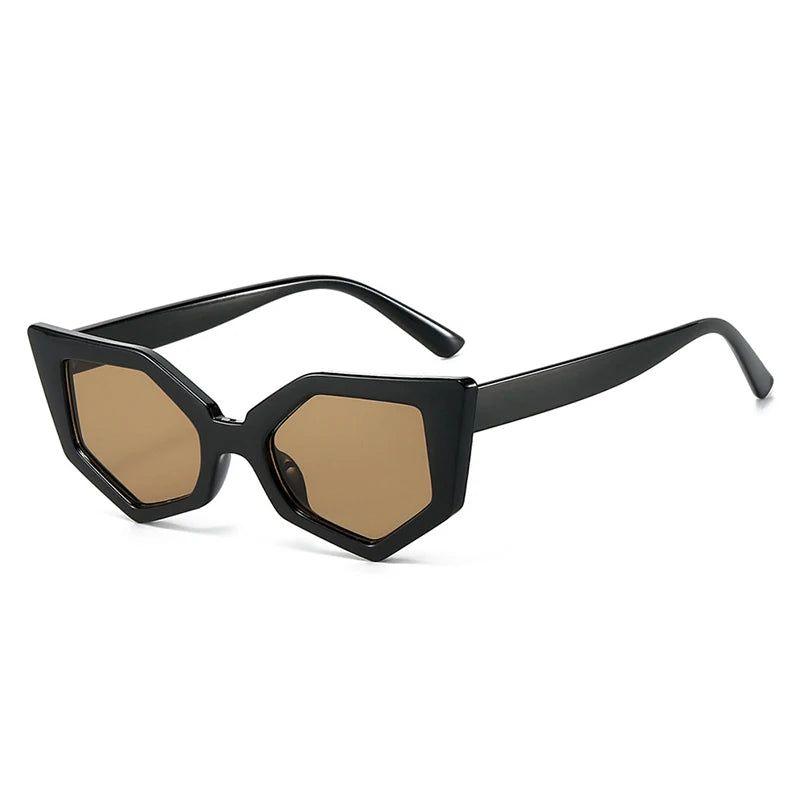 Fashionable Retro Cat Eye Sunglasses with Irregular Polygon Design and UV400 Protection - Lucid Fantasy 