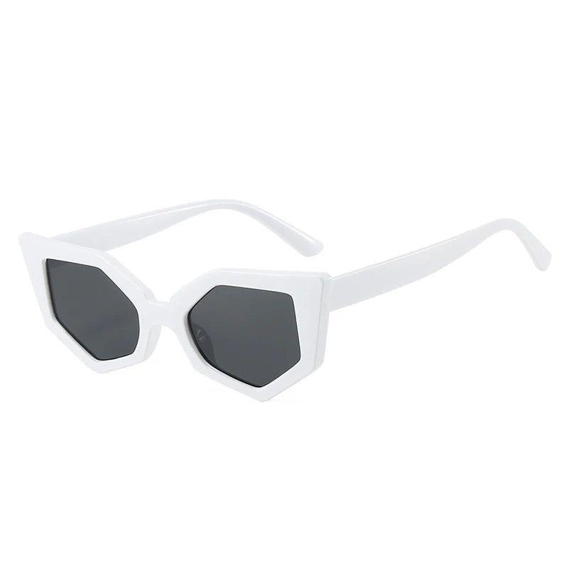 Fashionable Retro Cat Eye Sunglasses with Irregular Polygon Design and UV400 Protection - Lucid Fantasy 