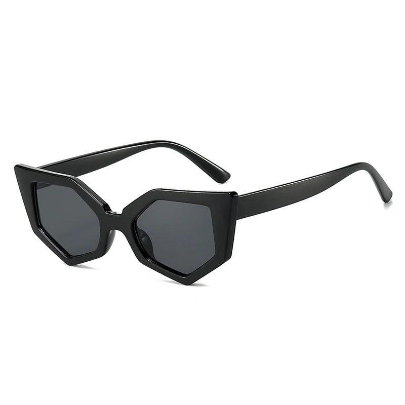 Fashionable Retro Cat Eye Sunglasses with Irregular Polygon Design and UV400 Protection - Lucid Fantasy 