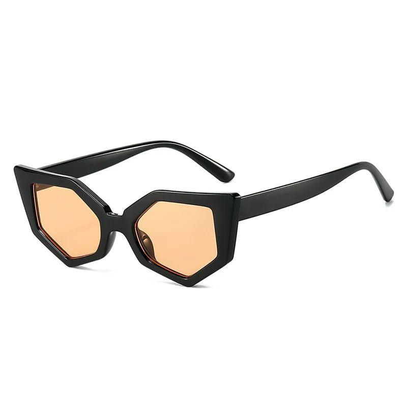 Fashionable Retro Cat Eye Sunglasses with Irregular Polygon Design and UV400 Protection - Lucid Fantasy 