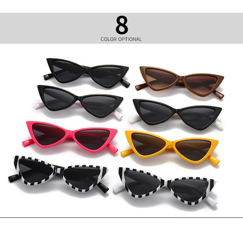 Fashionable Retro Cat Eye Sunglasses with Rivet Stripes and UV400 Protection - Lucid Fantasy 