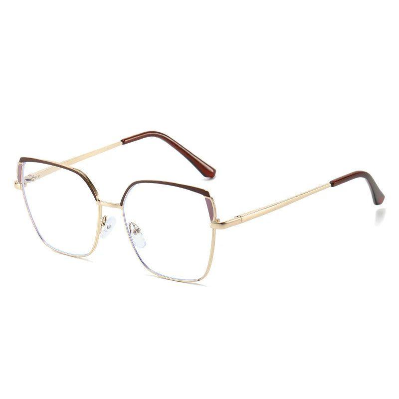 Fashionable Retro Dual-Tone Square Metal Eyewear with Anti-Blue Light Protection - Lucid Fantasy 