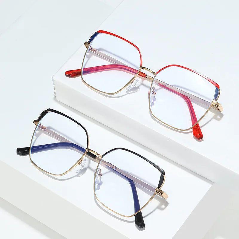 Fashionable Retro Dual-Tone Square Metal Eyewear with Anti-Blue Light Protection - Lucid Fantasy 