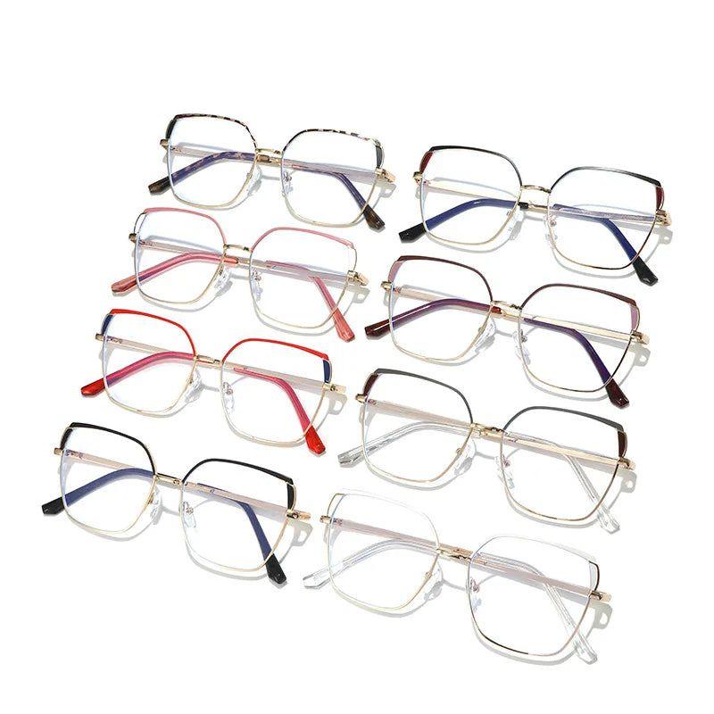 Fashionable Retro Dual-Tone Square Metal Eyewear with Anti-Blue Light Protection - Lucid Fantasy 