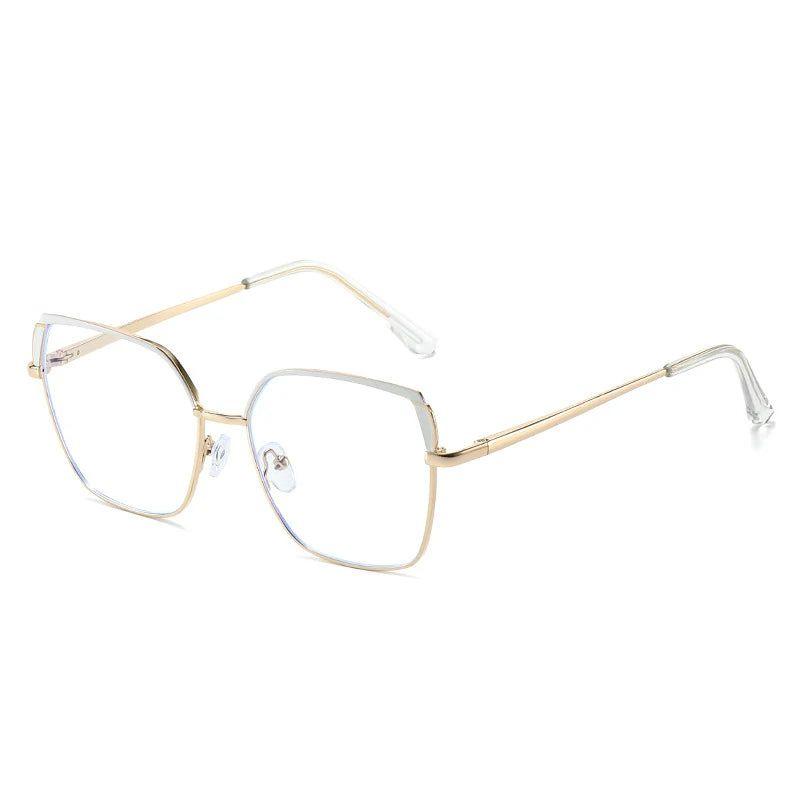 Fashionable Retro Dual-Tone Square Metal Eyewear with Anti-Blue Light Protection - Lucid Fantasy 