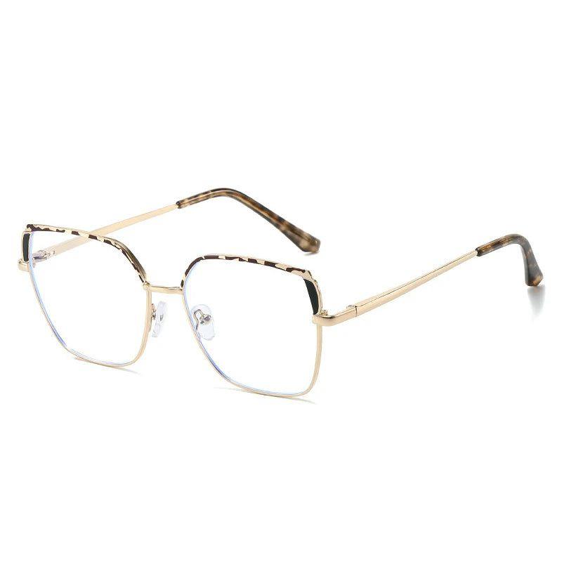 Fashionable Retro Dual-Tone Square Metal Eyewear with Anti-Blue Light Protection - Lucid Fantasy 