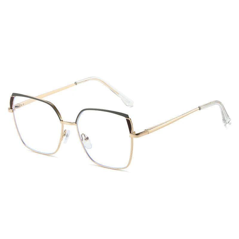 Fashionable Retro Dual-Tone Square Metal Eyewear with Anti-Blue Light Protection - Lucid Fantasy 