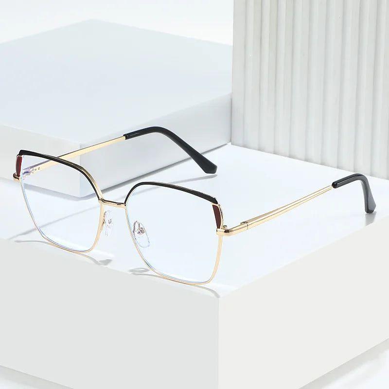 Fashionable Retro Dual-Tone Square Metal Eyewear with Anti-Blue Light Protection - Lucid Fantasy 