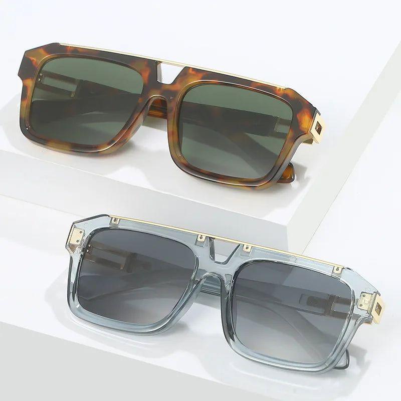 Fashionable Retro Jelly Color Double Bridge Square Sunglasses with 100% UV400 Protection - Lucid Fantasy 