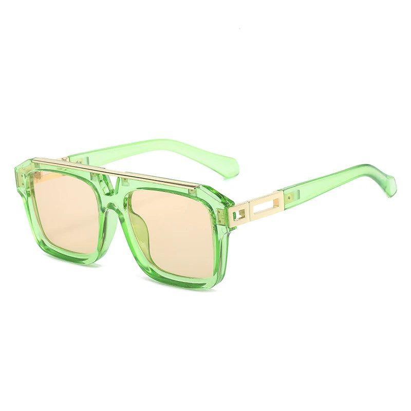 Fashionable Retro Jelly Color Double Bridge Square Sunglasses with 100% UV400 Protection - Lucid Fantasy 