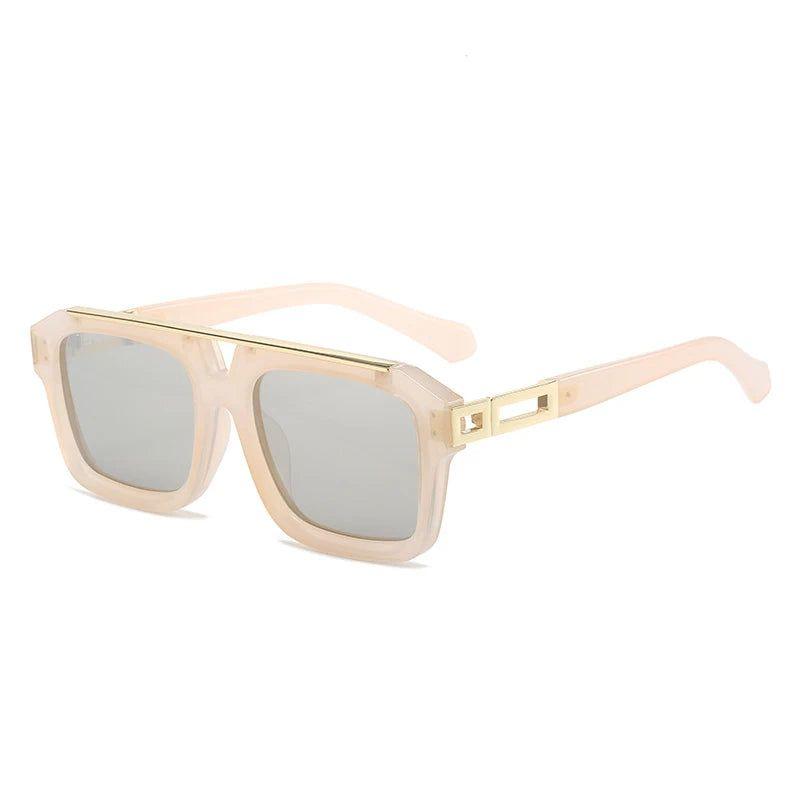 Fashionable Retro Jelly Color Double Bridge Square Sunglasses with 100% UV400 Protection - Lucid Fantasy 