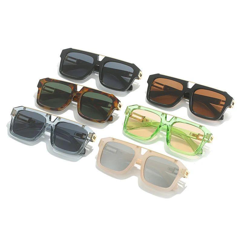 Fashionable Retro Jelly Color Double Bridge Square Sunglasses with 100% UV400 Protection - Lucid Fantasy 