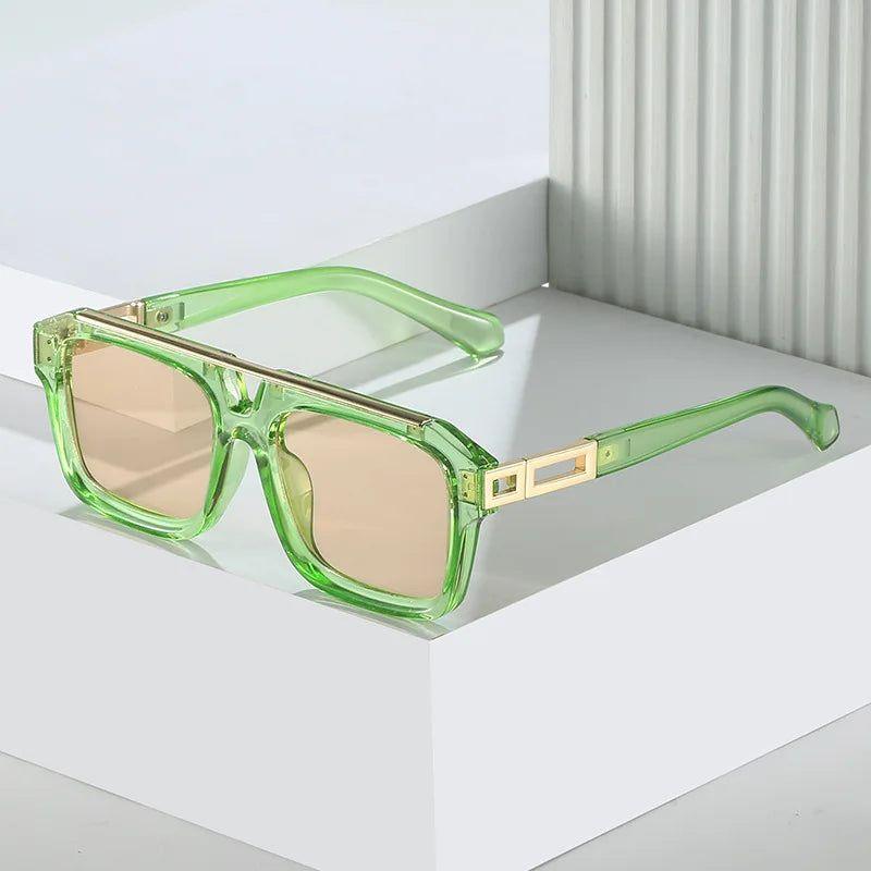 Fashionable Retro Jelly Color Double Bridge Square Sunglasses with 100% UV400 Protection - Lucid Fantasy 