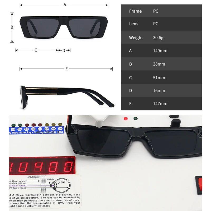 Fashionable Retro Mini Rectangle UV400 Sunglasses for Fashion-Forward Protection - Lucid Fantasy 