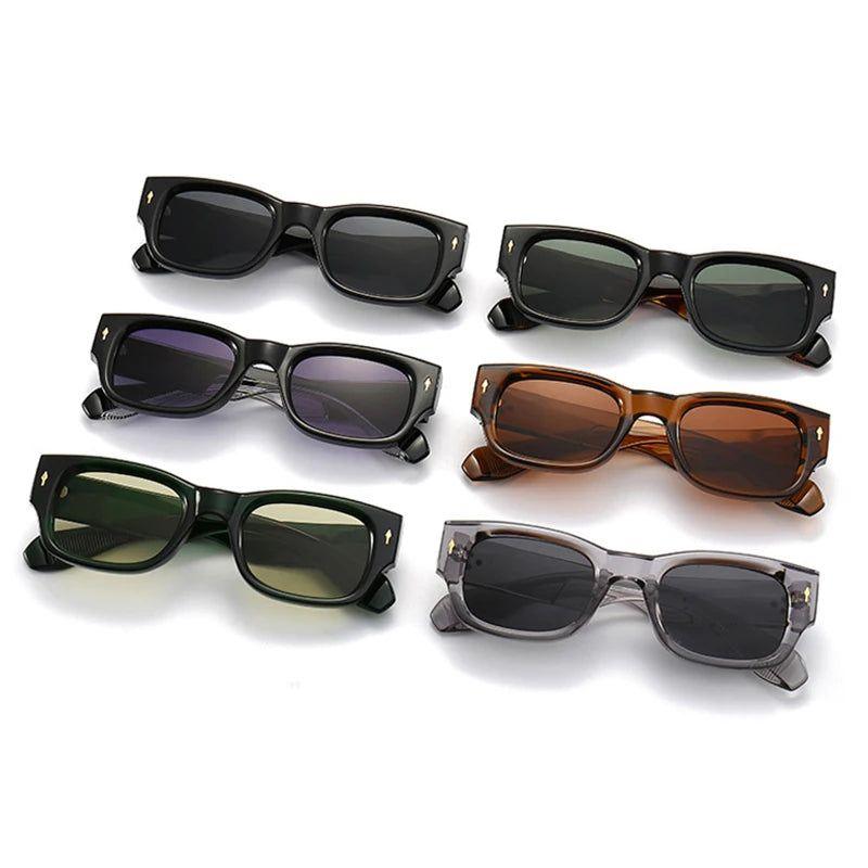 Fashionable Retro Square Rivet Sunglasses with UV400 Protection - Lucid Fantasy 