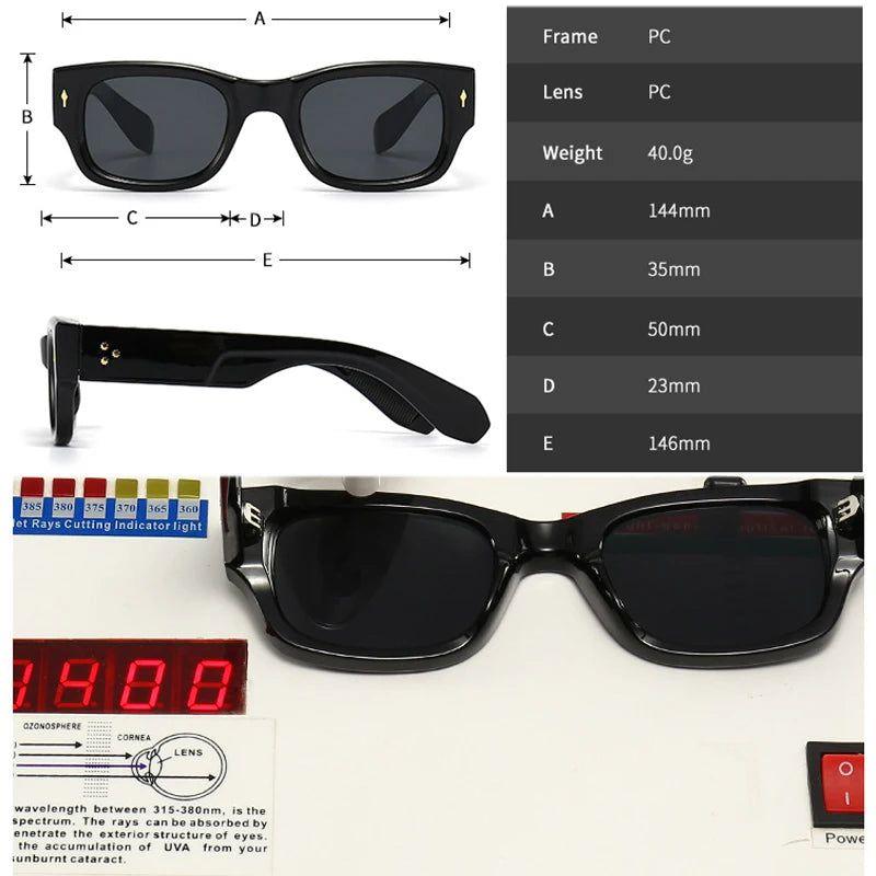 Fashionable Retro Square Rivet Sunglasses with UV400 Protection - Lucid Fantasy 