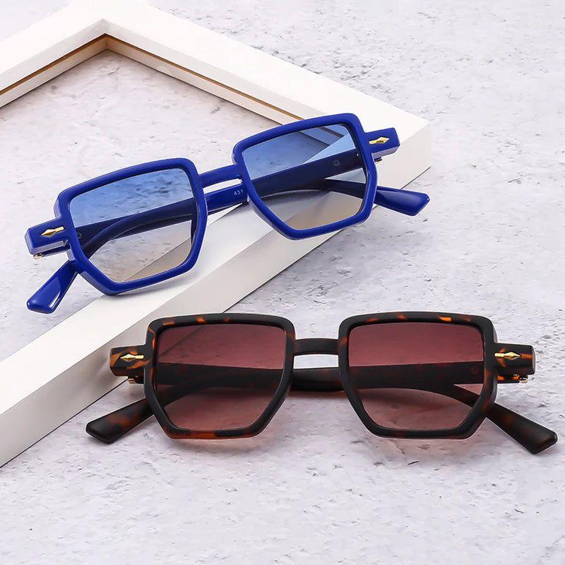 Fashionable Riveted Polygon Frame Sunglasses with UV400 Protection - Lucid Fantasy 