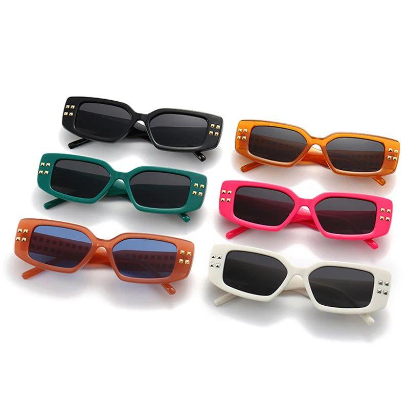 Fashionable Riveted Square Lens Sunglasses with UV400 Protection - Original Fashion Shades - Lucid Fantasy 