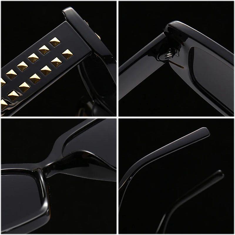 Fashionable Riveted Square Lens Sunglasses with UV400 Protection - Original Fashion Shades - Lucid Fantasy 