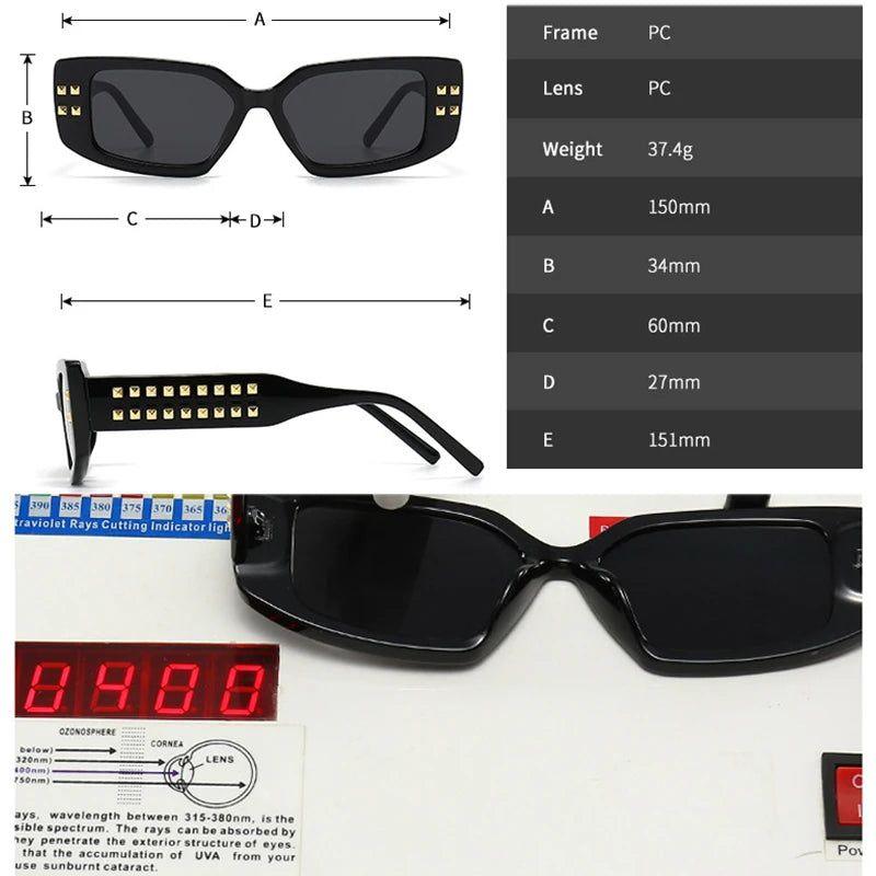 Fashionable Riveted Square Lens Sunglasses with UV400 Protection - Original Fashion Shades - Lucid Fantasy 