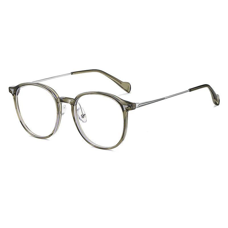 Fashionable Round Rivet Optical Frames with Anti-Blue Light Protection - Lucid Fantasy 