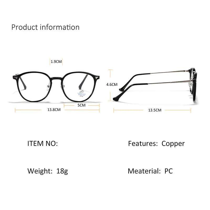 Fashionable Round Rivet Optical Frames with Anti-Blue Light Protection - Lucid Fantasy 