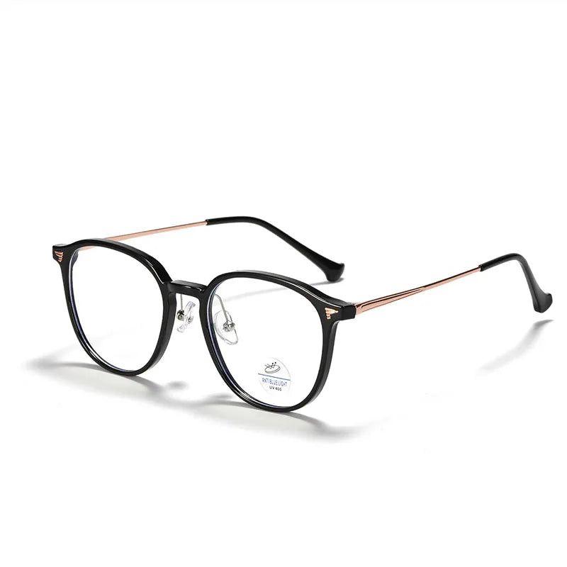 Fashionable Round Rivet Optical Frames with Anti-Blue Light Protection - Lucid Fantasy 