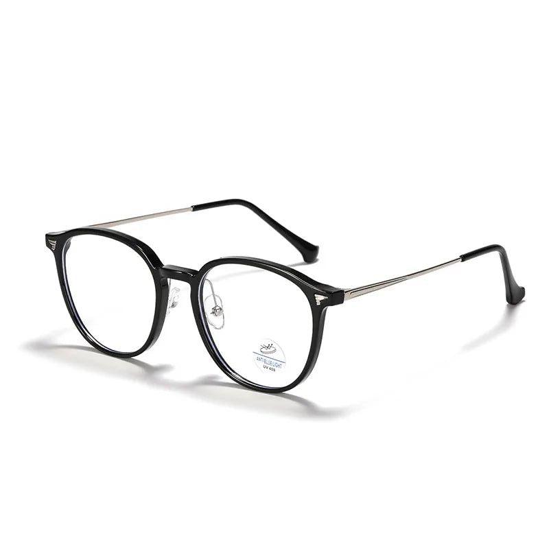 Fashionable Round Rivet Optical Frames with Anti-Blue Light Protection - Lucid Fantasy 