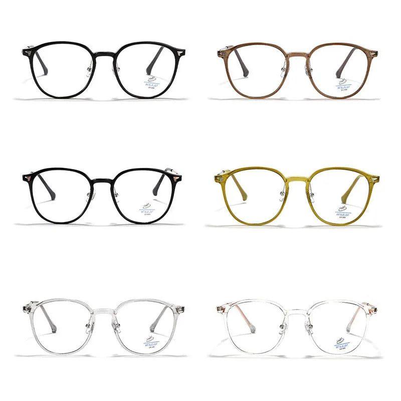 Fashionable Round Rivet Optical Frames with Anti-Blue Light Protection - Lucid Fantasy 